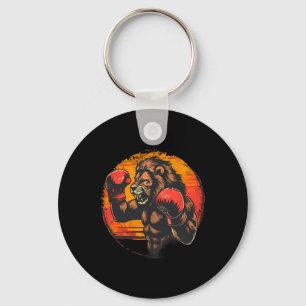 Boxing Lion Portrait Motif Wildlife Kickboxing Lov Key Ring