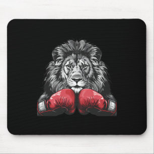 Boxing Lion Portrait Motif Wildlife Kickboxing Lov Mouse Mat