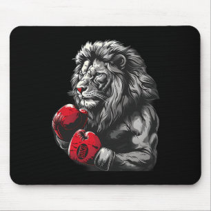 Boxing Lion Portrait Motif Wildlife Kickboxing Lov Mouse Mat