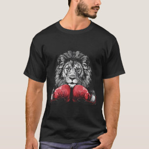 Boxing Lion Portrait Motif Wildlife Kickboxing Lov T-Shirt
