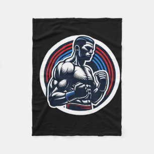 Boxing Logo Strong Boxer Black Red And Blue Silhou Fleece Blanket
