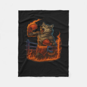 Boxing Lover Wolf Mma Fighter Werewolf Beast Gym Fleece Blanket