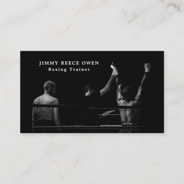Boxing Match Champion, Boxer, Boxing Trainer Business Card (Front)