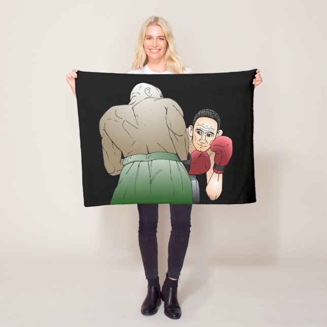 Boxing Match with Two Men Fleece Blanket (In Situ)