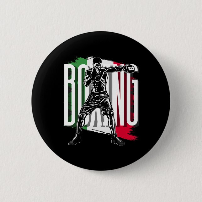 Boxing , Mexican Flag  6 Cm Round Badge (Front)