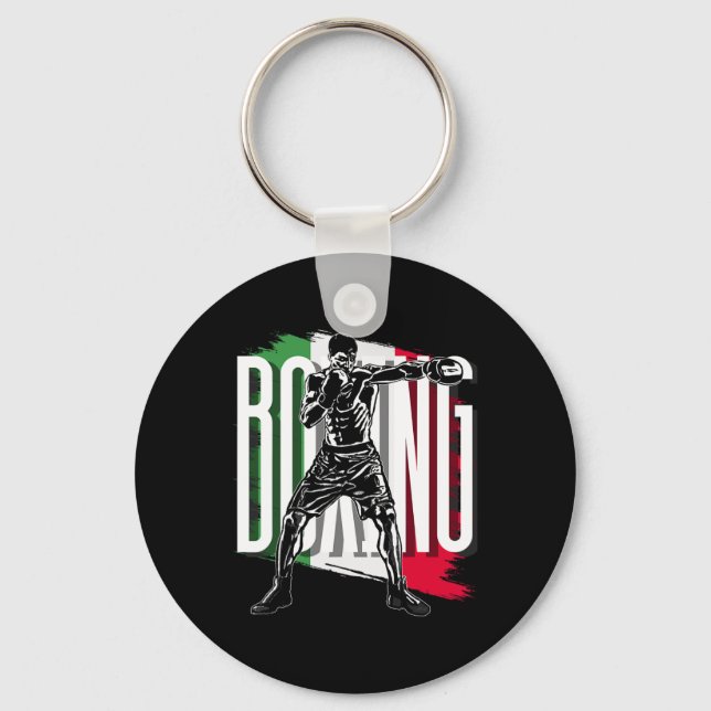 Boxing , Mexican Flag  Key Ring (Front)