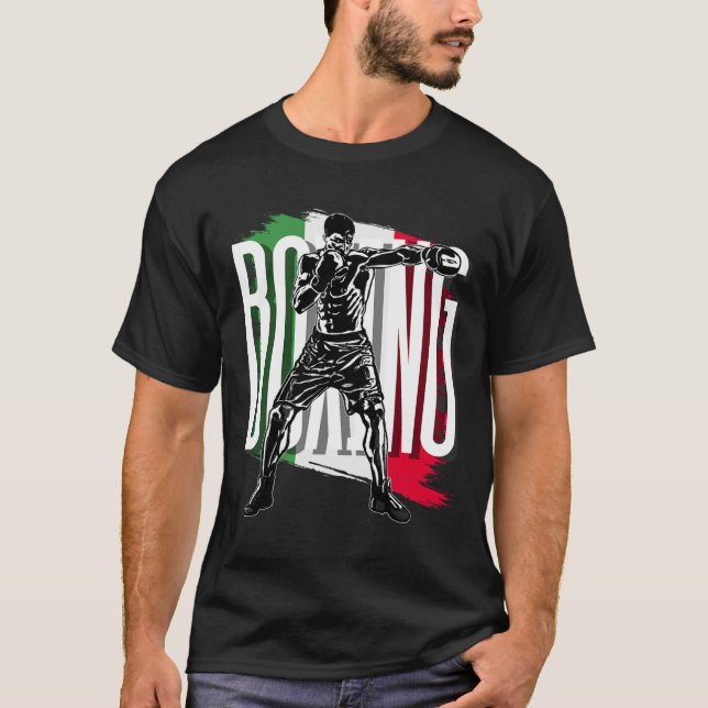 Boxing , Mexican Flag  T-Shirt (Front)