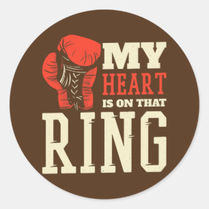 Boxing Mom My Heart Is On That Ring  Classic Round Sticker