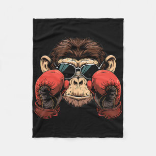 Boxing Monkey Lover Boxing Gloves Kickboxing Funny Fleece Blanket