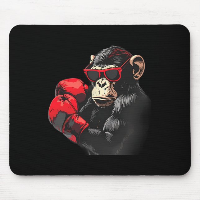 Boxing Monkey Lover Boxing Gloves Kickboxing Funny Mouse Mat (Front)