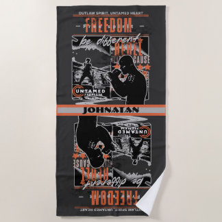 Boxing Motivation Rebel Fighter Gym Training Beach Towel