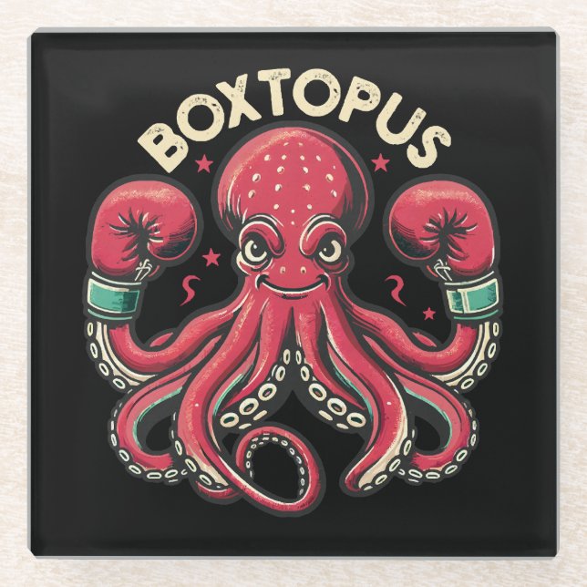 Boxing Octopus - Boxtopus Glass Coaster (Front)