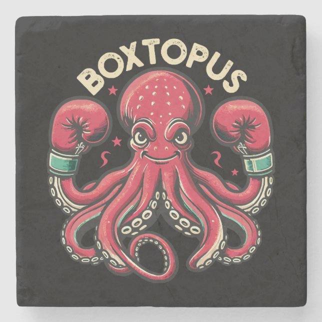 Boxing Octopus - Boxtopus Stone Coaster (Front)