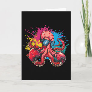 Boxing Octopus Lover Ocean Sea Creature Boxer Kick Card