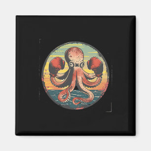Boxing Octopus Lover Ocean Sea Creature Boxer Kick Magnet