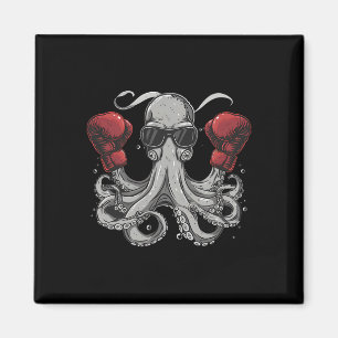 Boxing Octopus Lover Ocean Sea Creature Boxer Kick Magnet