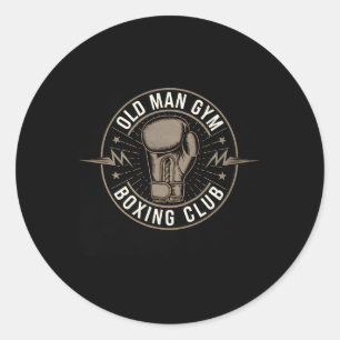 Boxing Old Man Gym Boxing Club Dad Husband Grandpa Classic Round Sticker