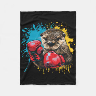 Boxing Otter Lover Boxing Gloves Kickboxing Funny Fleece Blanket