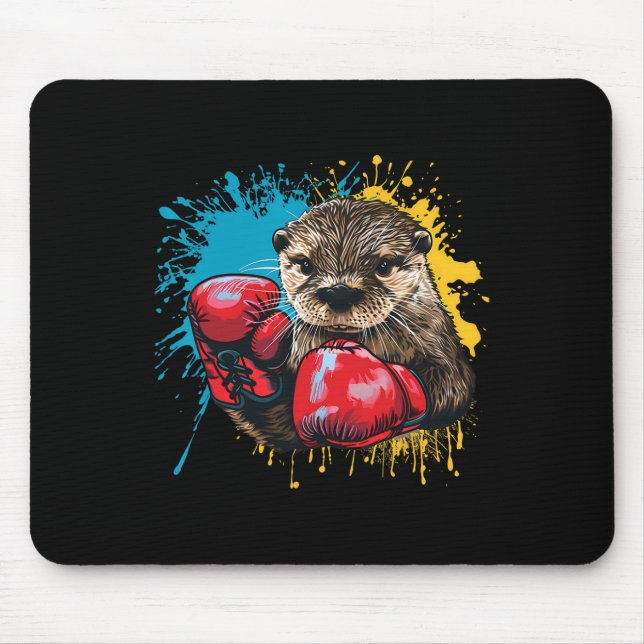 Boxing Otter Lover Boxing Gloves Kickboxing Funny  Mouse Mat (Front)