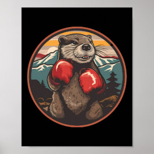 Boxing Otter With Boxing Gloves Kickboxing Funny B Poster
