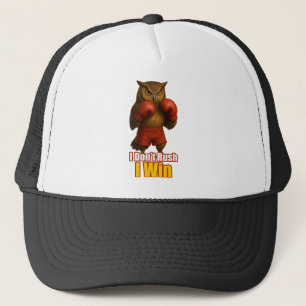 Boxing Owl Win with Patience Trucker Hat