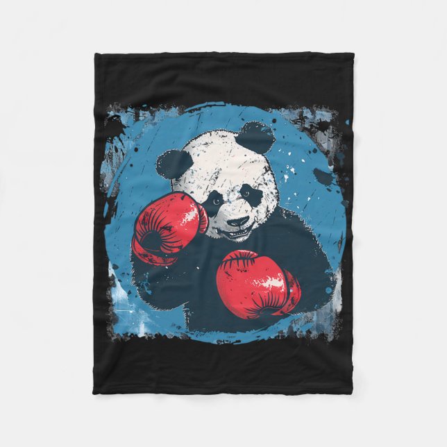 Boxing Panda Lover Boxing Gloves Kickboxing Funny  Fleece Blanket (Front)