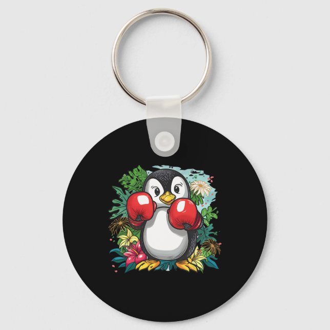 Boxing Penguin Lover Boxing Gloves Kickboxing Funn Key Ring (Front)
