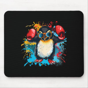 Boxing Penguin With Boxing Gloves Kickboxing Funny Mouse Mat
