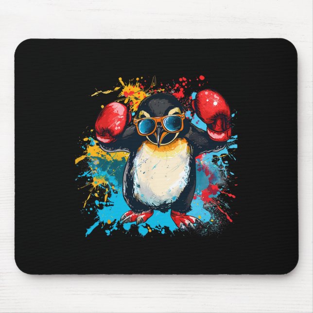 Boxing Penguin With Boxing Gloves Kickboxing Funny Mouse Mat (Front)