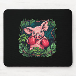 Boxing Pig With Boxing Gloves Kickboxing Funny Box Mouse Mat