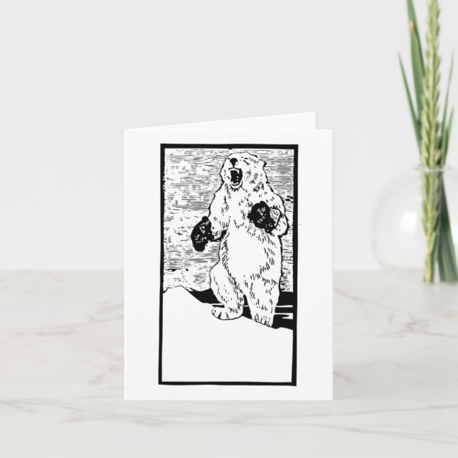 Boxing Polar Bear Fighting Global Warming Funny  Card (Front)
