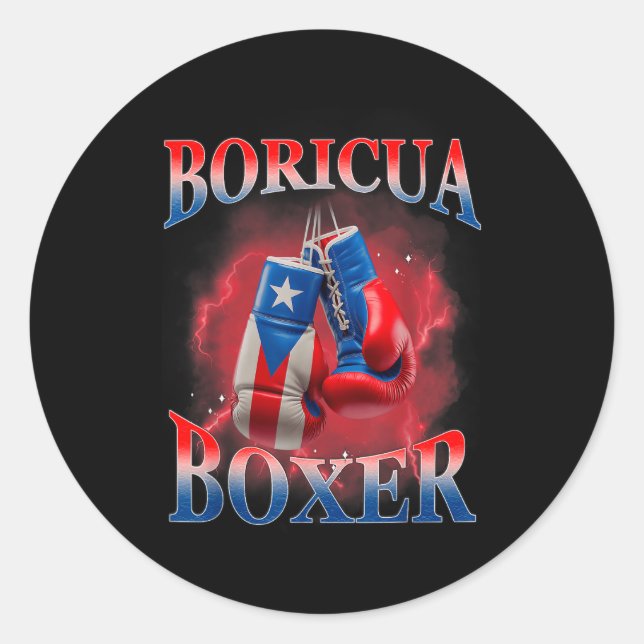 Boxing Puerto Rico Boricua Boxer Puerto Rican  Classic Round Sticker (Front)