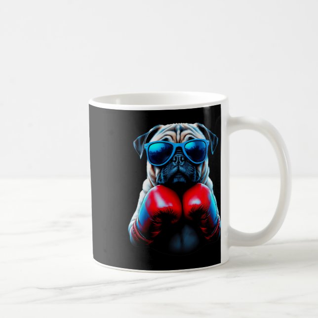 Boxing Pug Dog Kickboxing Cool  Coffee Mug (Right)