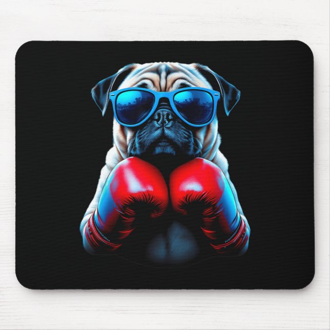 Boxing Pug Dog Kickboxing Cool  Mouse Mat (Front)