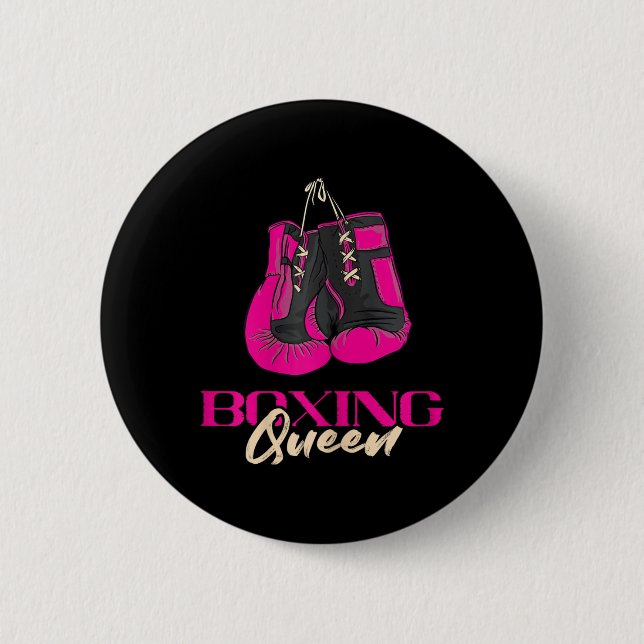 Boxing Queen Kickboxer Kickboxing Boxing Gloves Bo 6 Cm Round Badge (Front)
