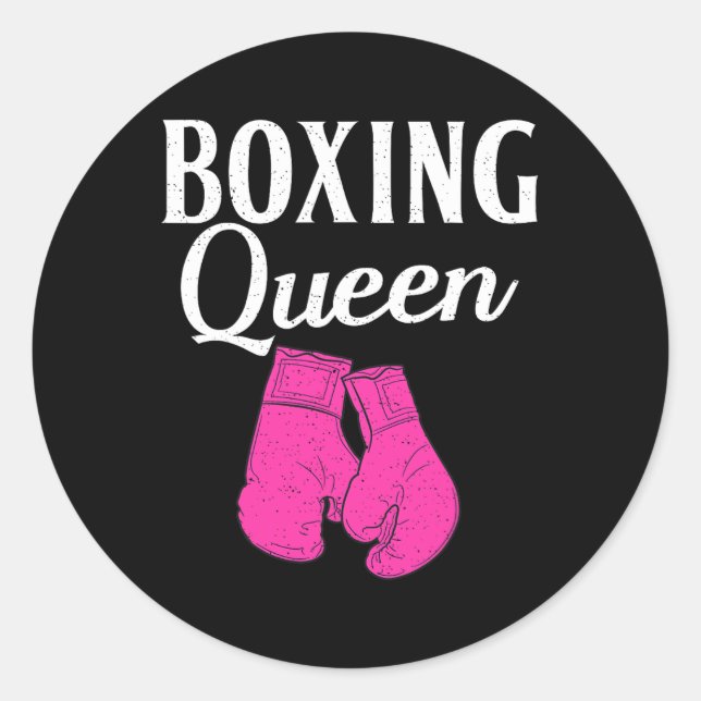 Boxing Queen Sport Fighting Boxer  Classic Round Sticker (Front)
