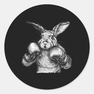Boxing Rabbit Boxing Gloves Kickboxing Funny Boxer Classic Round Sticker
