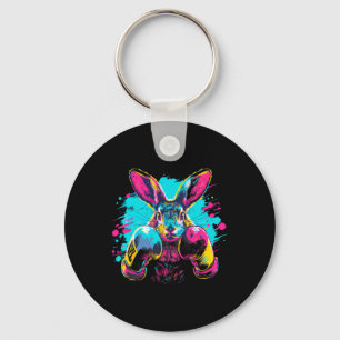 Boxing Rabbit With Boxing Gloves Kickboxing Funny Key Ring
