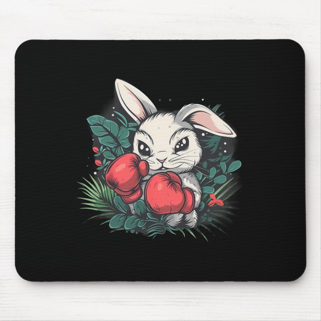Boxing Rabbit With Boxing Gloves Kickboxing Funny  Mouse Mat (Front)