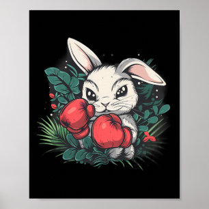 Boxing Rabbit With Boxing Gloves Kickboxing Funny Poster