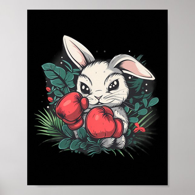 Boxing Rabbit With Boxing Gloves Kickboxing Funny  Poster (Front)