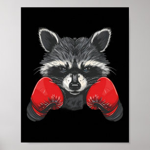 Boxing Raccoon Lover Boxing Gloves Kickboxing Funn Poster