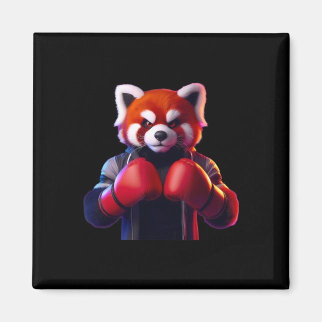 Boxing Red Panda Boxer Kickboxer Mma Fighter Comba Magnet (Front)