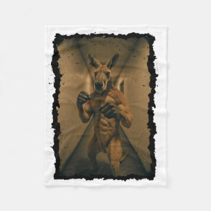 Boxing Retro Kangaroo Standing In The Hallway Fun Fleece Blanket