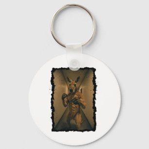 Boxing Retro Kangaroo Standing In The Hallway Fun Key Ring