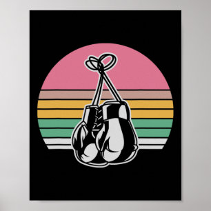 Boxing Retro Style Gloves Vintage Sunset Poster