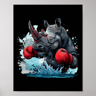 Boxing Rhino Boxing Gloves Kickboxing Funny Boxer Poster