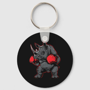 Boxing Rhino With Boxing Gloves Kickboxing Funny B Key Ring