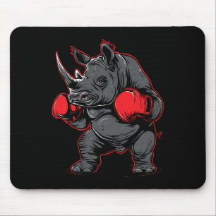 Boxing Rhino With Boxing Gloves Kickboxing Funny B Mouse Mat