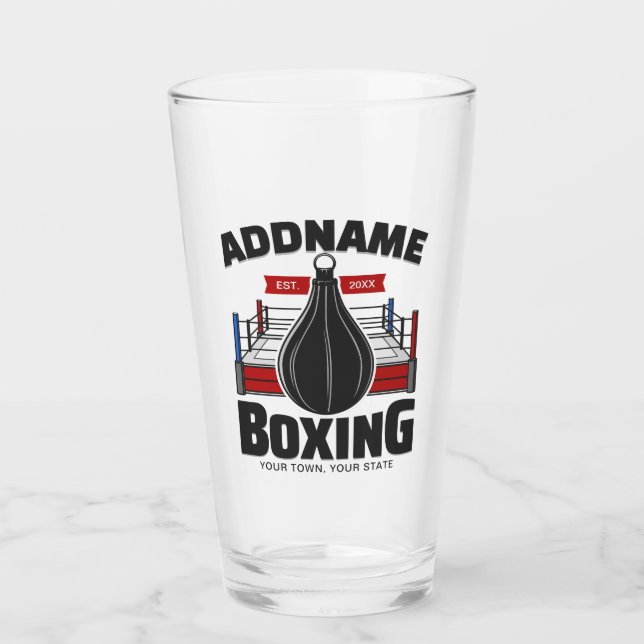 Boxing Ring ADD NAME Boxer Gym Speed Bag Glass (Front)